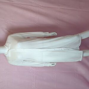 PrettyLittleThing White Oversized Long Sleeve Beach Coverup Maxi Shirt Dress 4